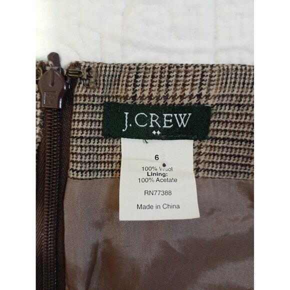 J.Crew Womens Wool Plaid Pencil Skirt Size 6 Brown Office - Picture 2 of 8